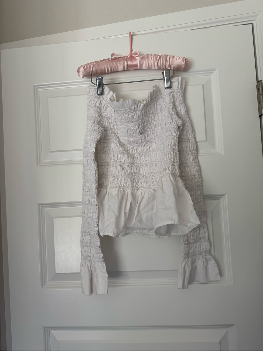 White Ruffle Off The Shoulder Top